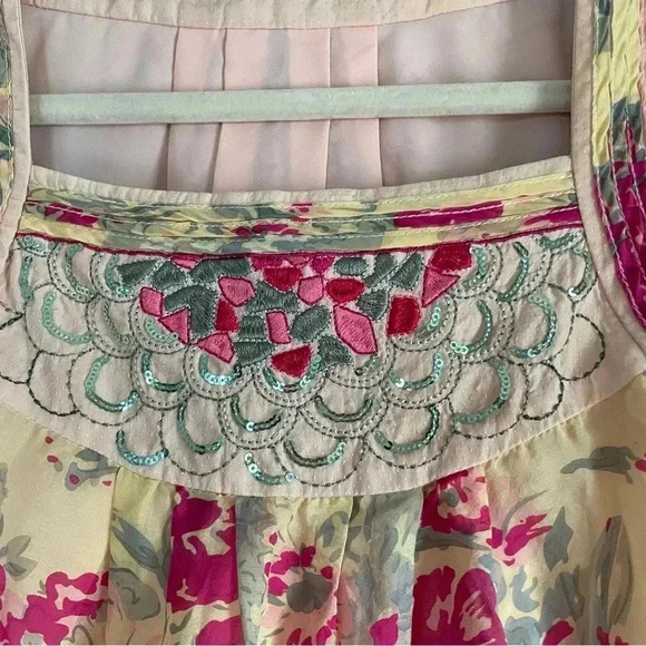 100% Mulberry Silk Blouse- floral sequins feminine‎ - Picture 3 of 8